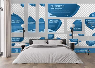 Set of Business Web Banners with standard size. Vertical, horizontal and square template. Vector EPS Wall mural