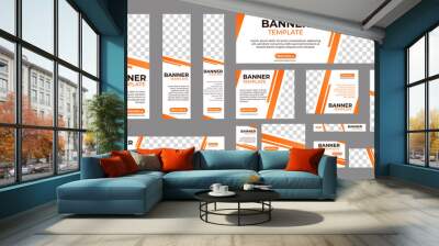 Set of Corporate Business web banners with standard size and place for images. Vertical, horizontal and square template. Vector illustration	
 Wall mural