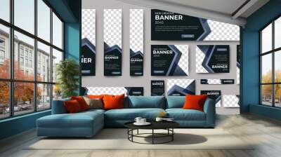 set of corporate web banners of standard size with a place for photos. Vertical, horizontal and square template
 Wall mural