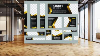 set of creative Luxury banners of standard size with a place for photos.  Business ad banner. Vertical, horizontal and square template. vector illustration EPS 10 Wall mural