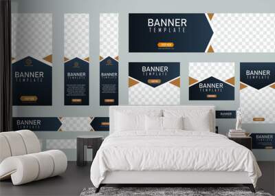 set of creative web banners of standard size with a place for photos.  Business ad banner. Vertical, horizontal and square template. vector illustration EPS 10 Wall mural