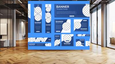 set of creative web banners of standard size with a place for photos. Vertical, horizontal and square template. vector illustration Wall mural