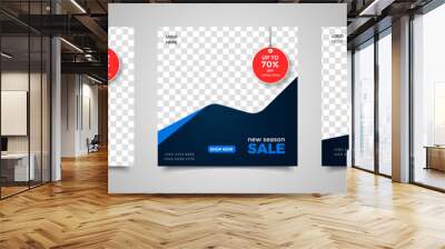 Set of Editable square banner template for ad. Suitable for social media post for promotion. Wall mural