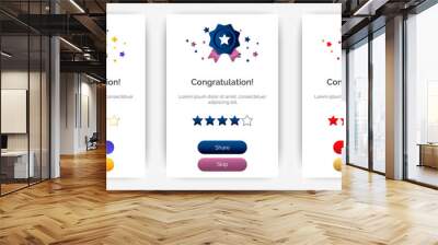 Set of Modern congratulations pop up banner with flat design on white background. Professional web design, full set of elements. User-friendly design materials. Wall mural