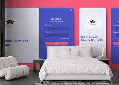 Set of Sign Up and Sign In forms. Blue gradient. Mobile Registration and login forms page. Professional web design, full set of elements. User-friendly design materials. Wall mural