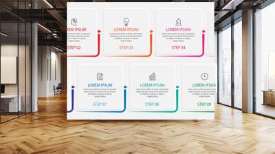 Simple infographic 10 parts or options. thin line design with icons, text, number. used for process diagrams, workflow layouts, flowcharts, infographics, 
and your presentations Wall mural