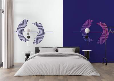 Sound wave shape curved line vector logo design with modern, simple, clean and abstract style. Wall mural