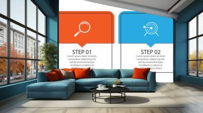 Vector Infographic simple design with 2 options or steps. thin line, Can be used for presentation banners, workflow layouts, flow charts, infographics, your business presentations Wall mural