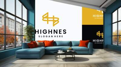 Vector logo design for the initials letter H S in a wave line shape with a modern, simple, clean and abstract style. Wall mural