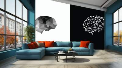 Vector logo design illustration of abstract polygonal brain shape variations. Wall mural