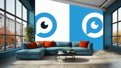 Vector logo design illustration of letter P circle as lens shape. Wall mural