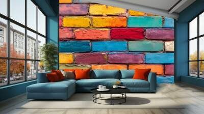 Vibrant Colored Brick Wall Texture Wall mural