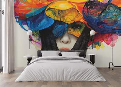 woman with mask Wall mural