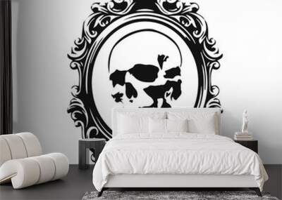 skull vector with concept frame Wall mural