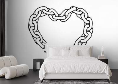 vector illustration of a heart shaped chain Wall mural