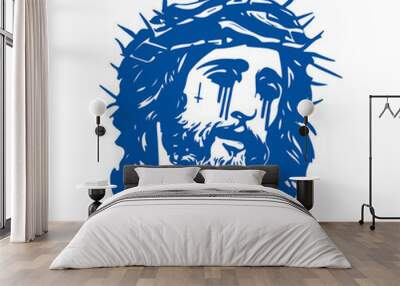 vector illustration of head silhouette of god jesus Wall mural