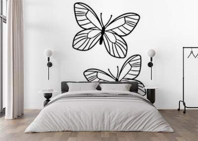 vector illustration of two butterflies Wall mural