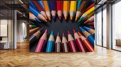 Colored pencils background Wall mural