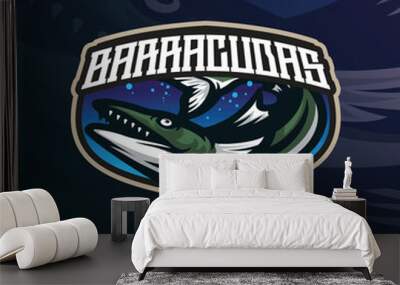 Barracuda mascot logo design vector with modern illustration concept style for badge, emblem and t shirt printing. Barracuda fish illustration for sport and esport team. Wall mural