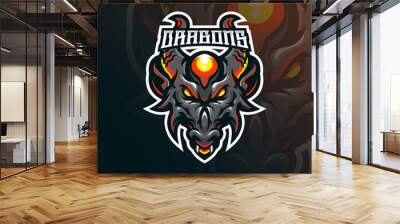 dragon mascot logo design vector with modern illustration concept style for badge, emblem and tshirt printing. head dragon illustration for sport team. Wall mural