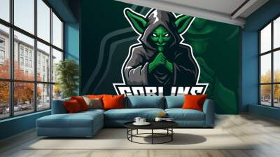 goblin mascot logo design vector with modern illustration concept style for badge, emblem and tshirt printing. goblin illustration for sport and esport team. Wall mural