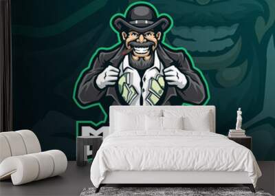 mafia mascot logo design vector with modern illustration concept style for badge, emblem and t shirt printing. mafia illustration for sport and esport team. Wall mural