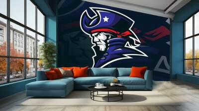 patriot mascot logo design vector with modern illustration concept style for badge, emblem and t shirt printing. patriot head illustration. Wall mural