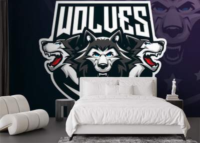 wolf vector mascot logo design with modern illustration concept style for badge, emblem and tshirt printing. angry wolf illustration for sport and esport team. Wall mural