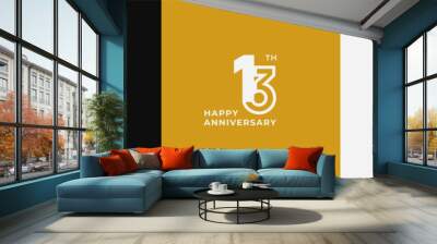 Logo 13th, 13 years anniversary, Creative design template for celebration, birthday and invitation. Editable file Wall mural