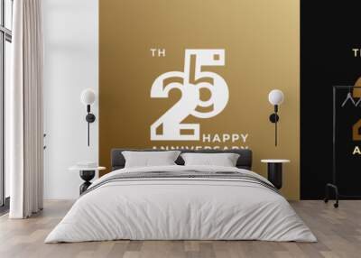 Logo 25th, 25 years happy anniversary, Creative design template for celebration, birthday, greeting and invitation. Editable file Wall mural