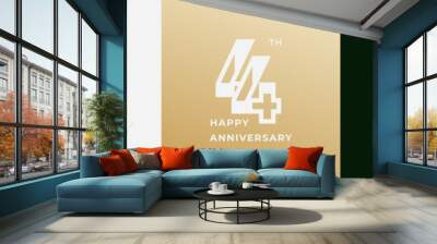 Logo 44th, 44 years anniversary, design template for celebration, birthday, greeting and invitation. Editable file Wall mural