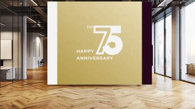 Logo 75th, 75 years anniversary, design template for celebration, birthday, greeting and invitation. Editable file Wall mural