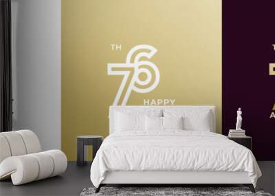 Logo 76th, 76 years anniversary, Creative design template for celebration, greeting and invitation. Editable file Wall mural