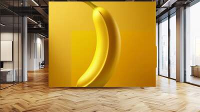 Bunch of bananas isolated on yellow background Wall mural