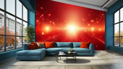 Red energy and particles moving futuristic technology background Wall mural