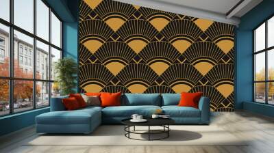 Modern Art Deco Abstract Geometric Seamless Pattern Luxury Line Art Beautiful Backdrop Design Wall mural