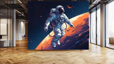 colorful art of astronaut in the space Wall mural