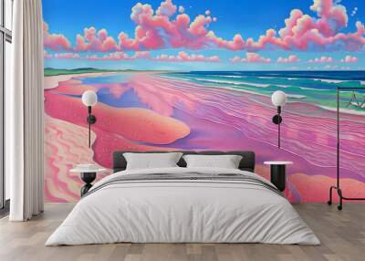 Colorful art of coastline background Wall mural