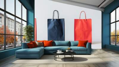 colorful paper bag on white background Wall mural