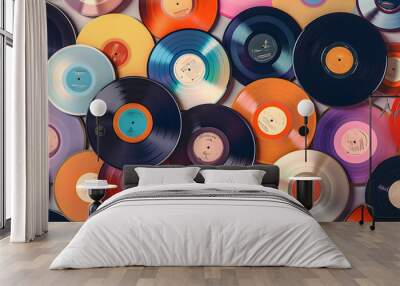 Colorful pastel vinyl disc music  Wall mural