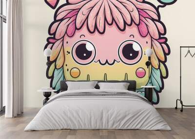 Cute and colorful monster. AI generated. Wall mural