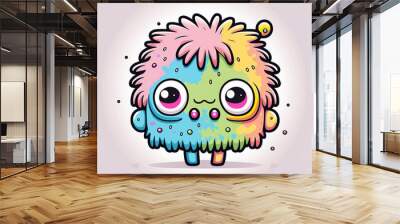 Cute and colorful monster. AI generated. Wall mural