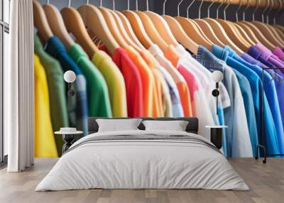 
Fashion clothes on clothing rack colorful closet
 Wall mural