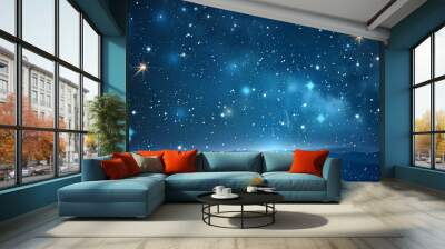 Night shining starry sky  blue space background  Wall mural