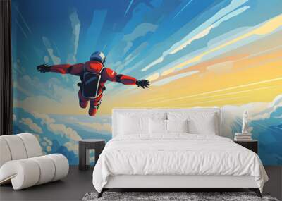 Sky diving illustration sport background Wall mural