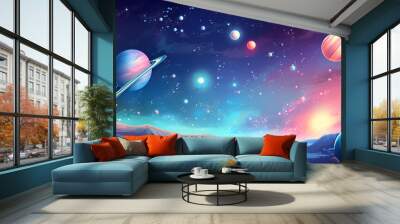 Space background with colorful planet Wall mural