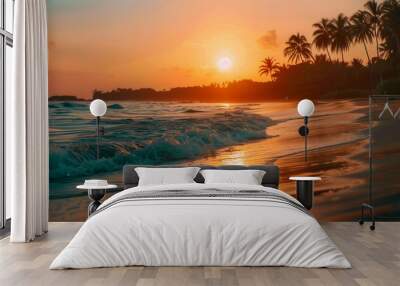 sunset in the beach  relaxing vibes Wall mural