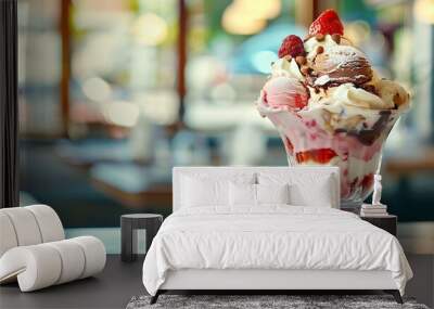 A Delicious Sundae  in a Cafe Wall mural