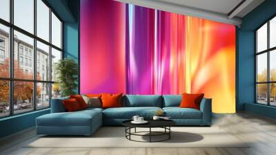 A vibrant abstract display of colorful light patterns and reflections in a fluid composition. Wall mural