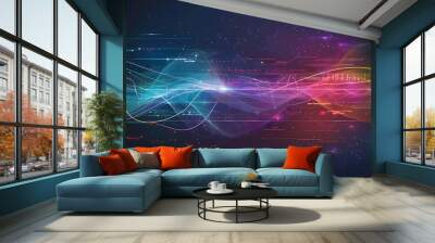 Abstract Digital Waveform with Data Visualization Wall mural